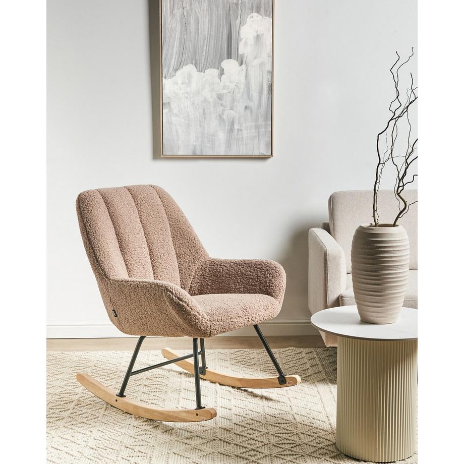 Beliani Fauteuil à bascule en Bouclé Rustique KINNO  