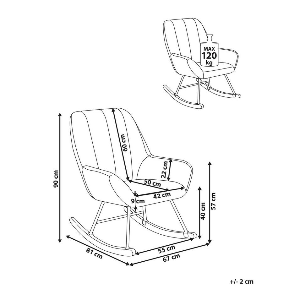 Beliani Fauteuil à bascule en Bouclé Rustique KINNO  