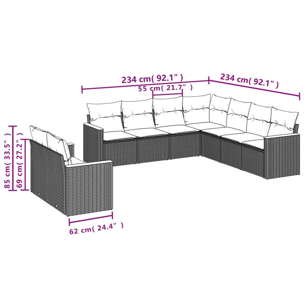 VidaXL set divano da giardino Polirattan  