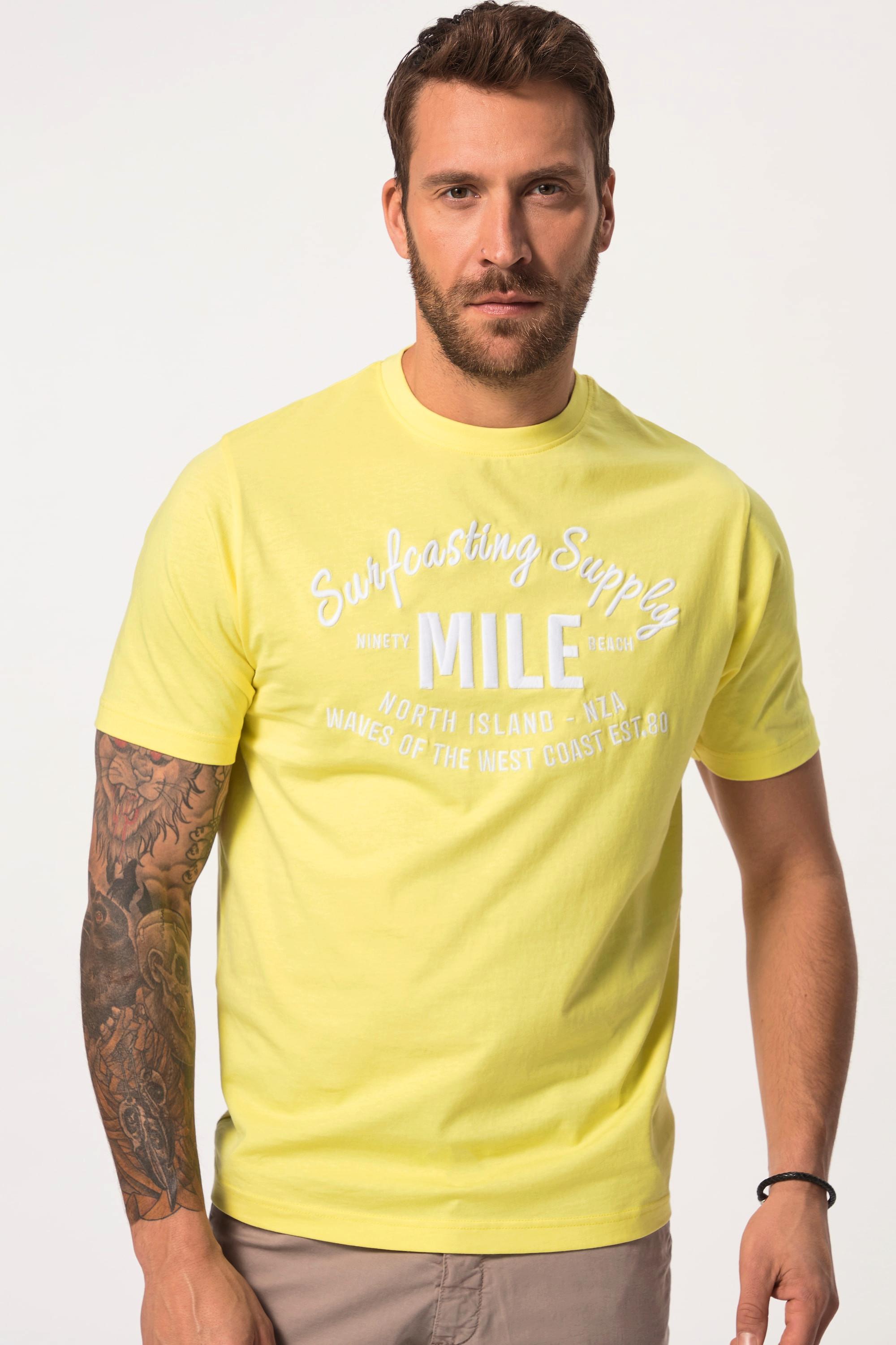 JP1880  T-shirt con mezze maniche, stampa sul petto e scollo a girocollo, fino alla tg. 8XL 