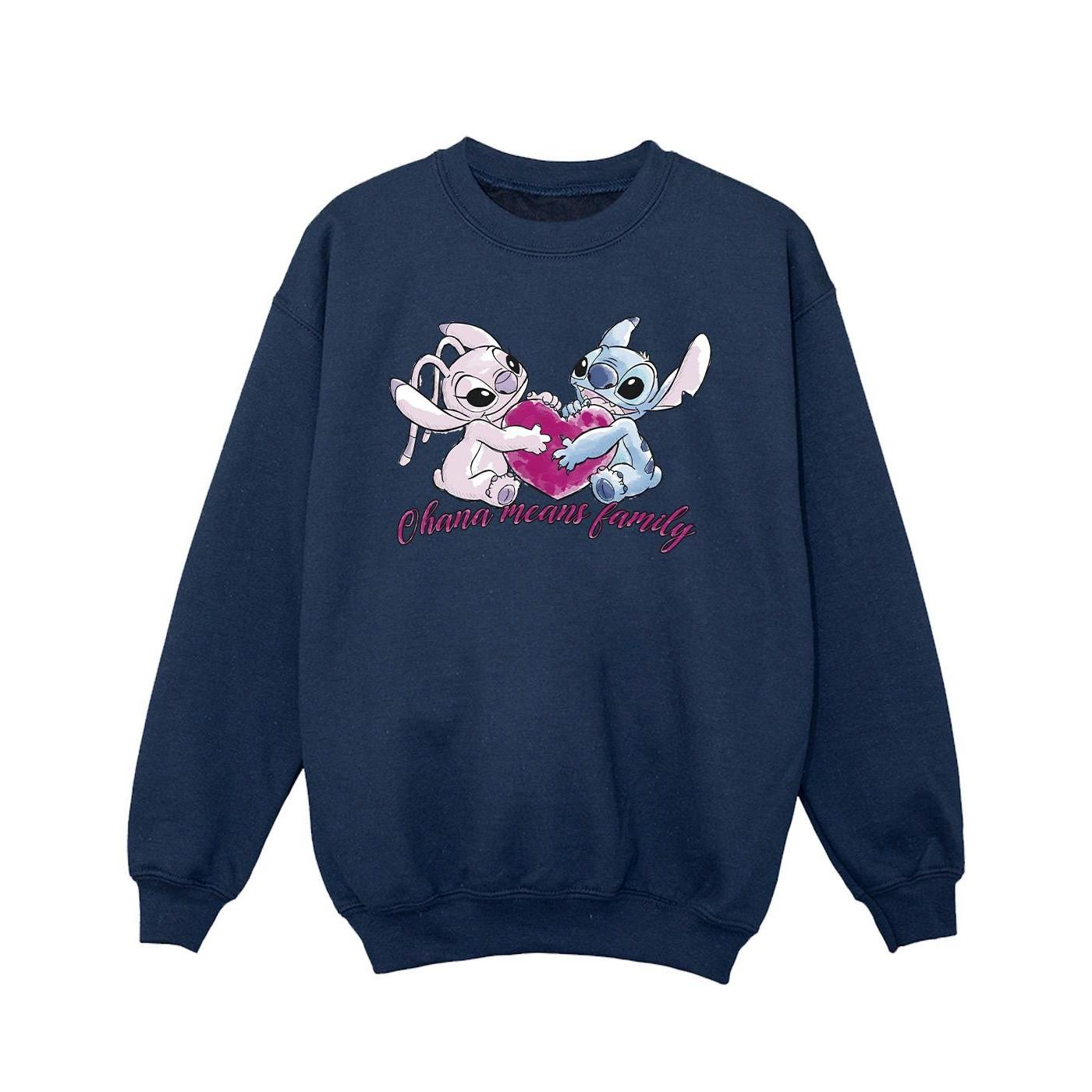 Image of Lilo And Stitch Ohana Heart With Angel Sweatshirt Mädchen Marine 140/146