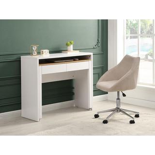 Vente-unique Scrivania consolle allungabile con 2 cassetti Bianco e Naturale - LOAVIA  