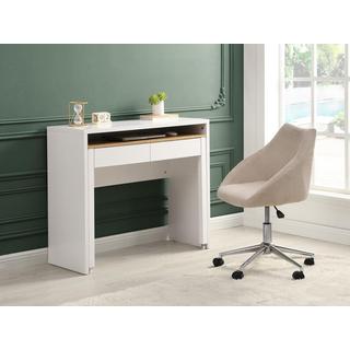 Vente-unique Bureau console extensible avec 2 tiroirs - Blanc et naturel - LOAVIA  