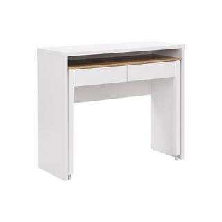 Vente-unique Bureau console extensible avec 2 tiroirs - Blanc et naturel - LOAVIA  