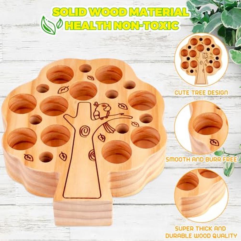 Activity-board  Spielzeug 2 Jahre: Holz Apfel Ernte und Magnet Insekten Spiel Holzspielzeug 2 Jahre, pädagogische 