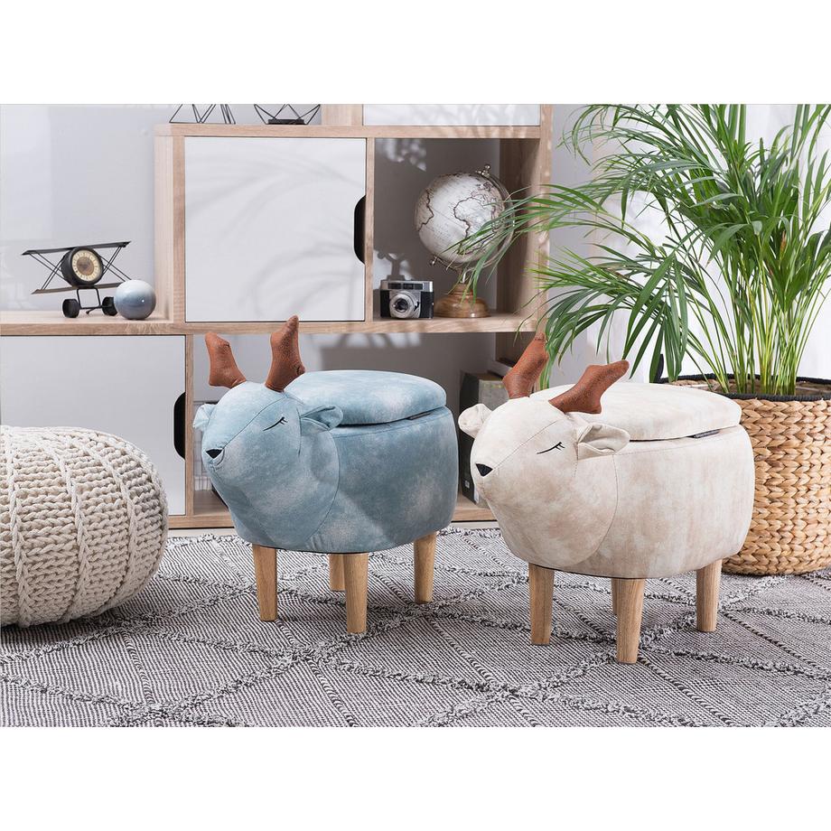 Beliani Tabouret de rangement animal en Tissu Moderne REINDEER  