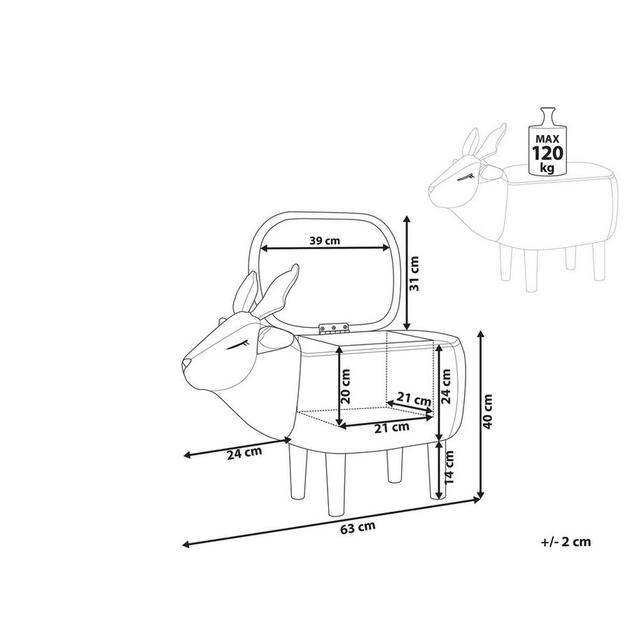 Beliani Tabouret de rangement animal en Tissu Moderne REINDEER  