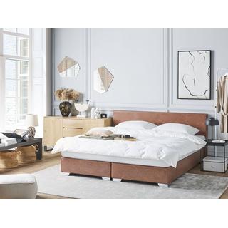 Beliani Lit Boxspring en Cuir PU Rétro PRESIDENT  