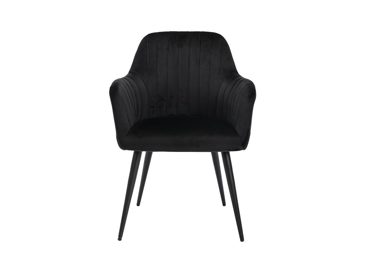 Vente-unique Sedia con braccioli in Velluto Nero e Metallo Nero - Lotto di 6 - ELEANA  