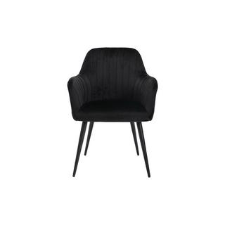 Vente-unique Sedia con braccioli in Velluto Nero e Metallo Nero - Lotto di 6 - ELEANA  