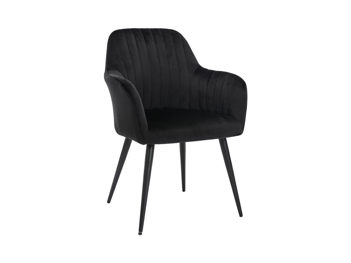 Vente-unique Sedia con braccioli in Velluto Nero e Metallo Nero - Lotto di 6 - ELEANA  