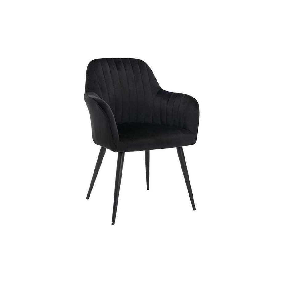 Vente-unique Lot de 6 chaises avec accoudoirs en velours et métal - Noir - ELEANA  