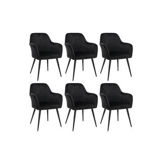 Vente-unique Sedia con braccioli in Velluto Nero e Metallo Nero - Lotto di 6 - ELEANA  