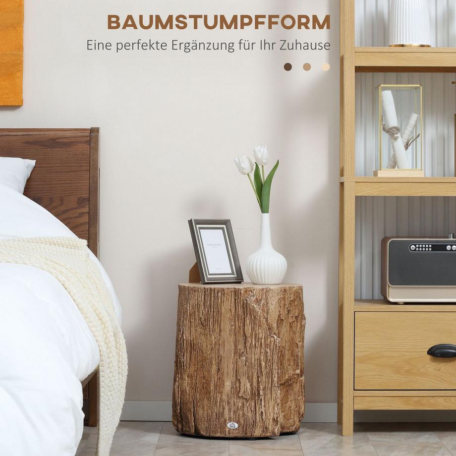 Northio Tavolino Effetto Ceppo D'Albero Comodino Con Quattro Piedini Regolabili Tavolino Sgabello Polvere Minerale Inorganica Impermeabile 37X37X43 Cm  