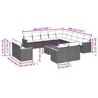 VidaXL Ensemble de canapés de jardin rotin synthétique  