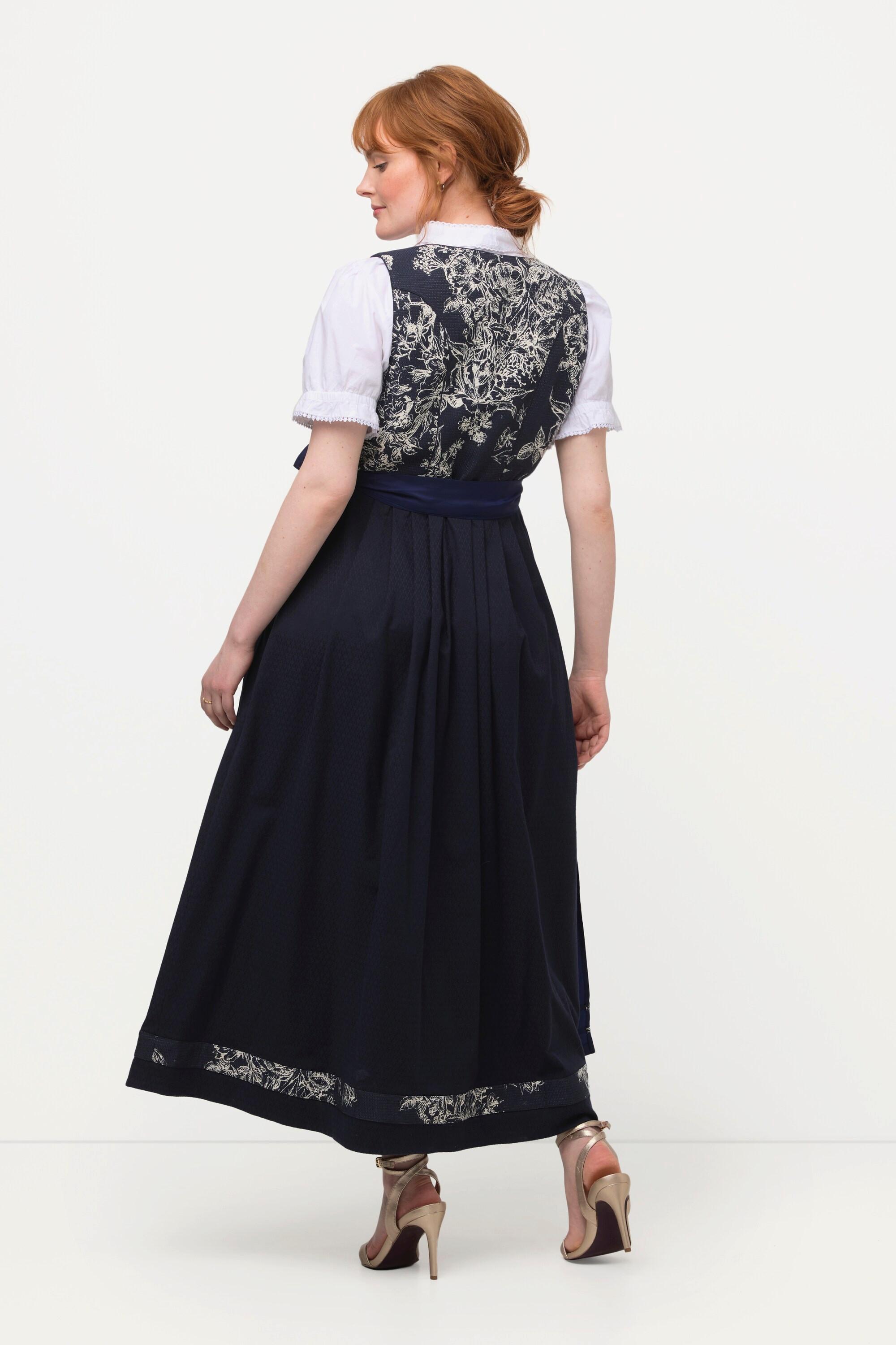 Ulla Popken  Dirndl, Blüten-Jacquard, Carree-Ausschnitt, ärmellos 