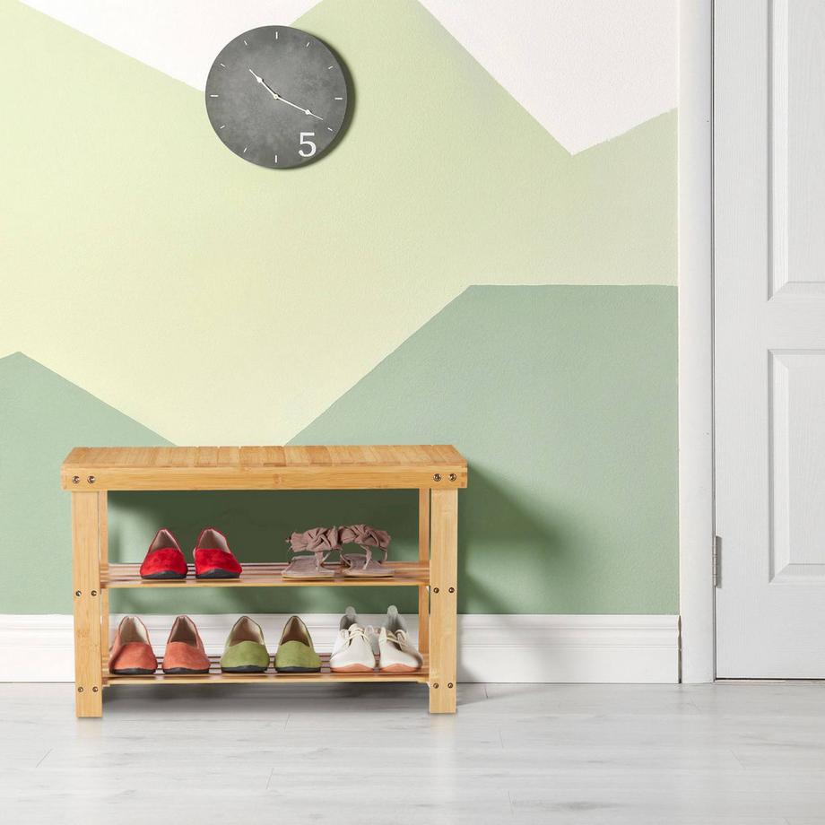 Northix Scarpiera in bambù con panca  