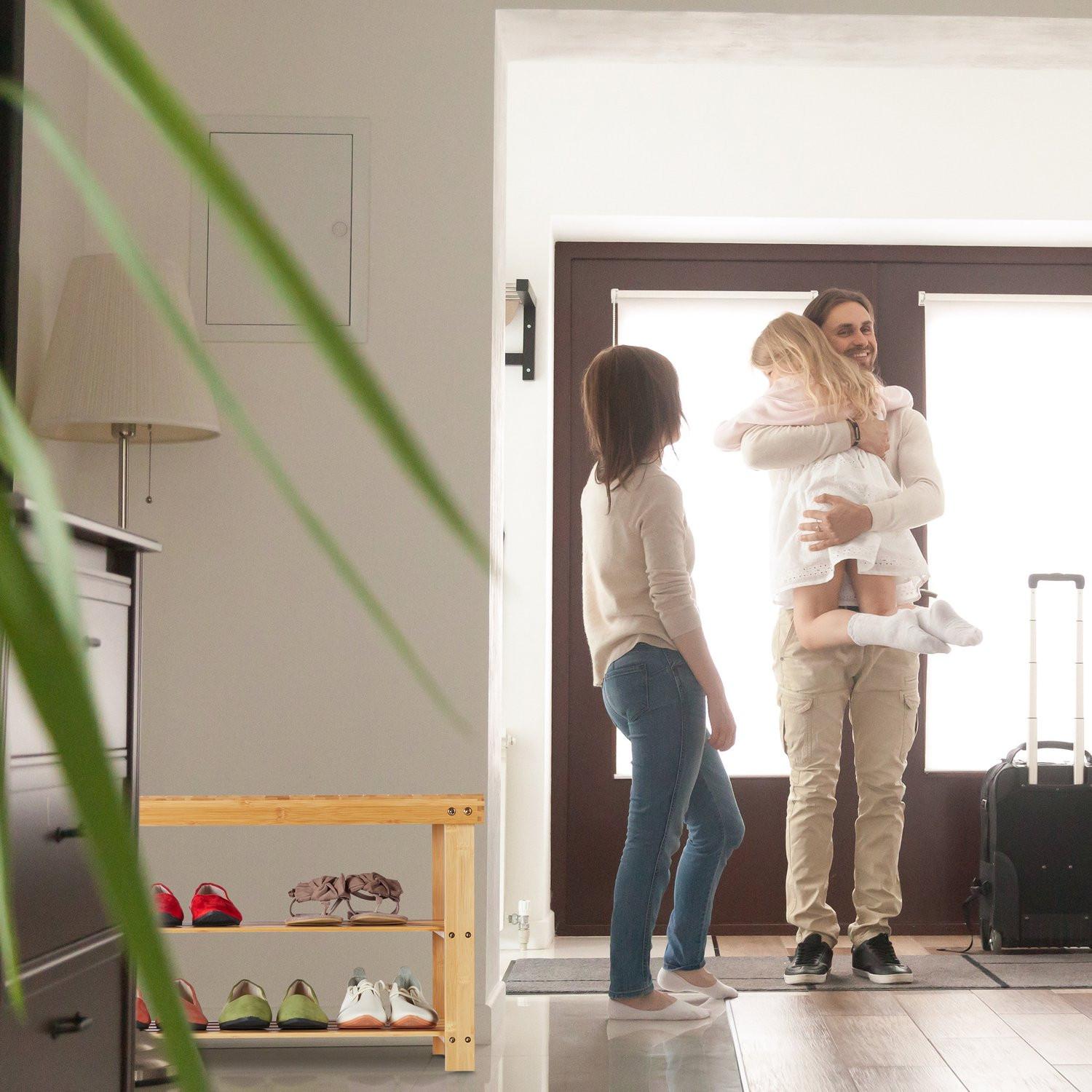 Northix Scarpiera in bambù con panca  