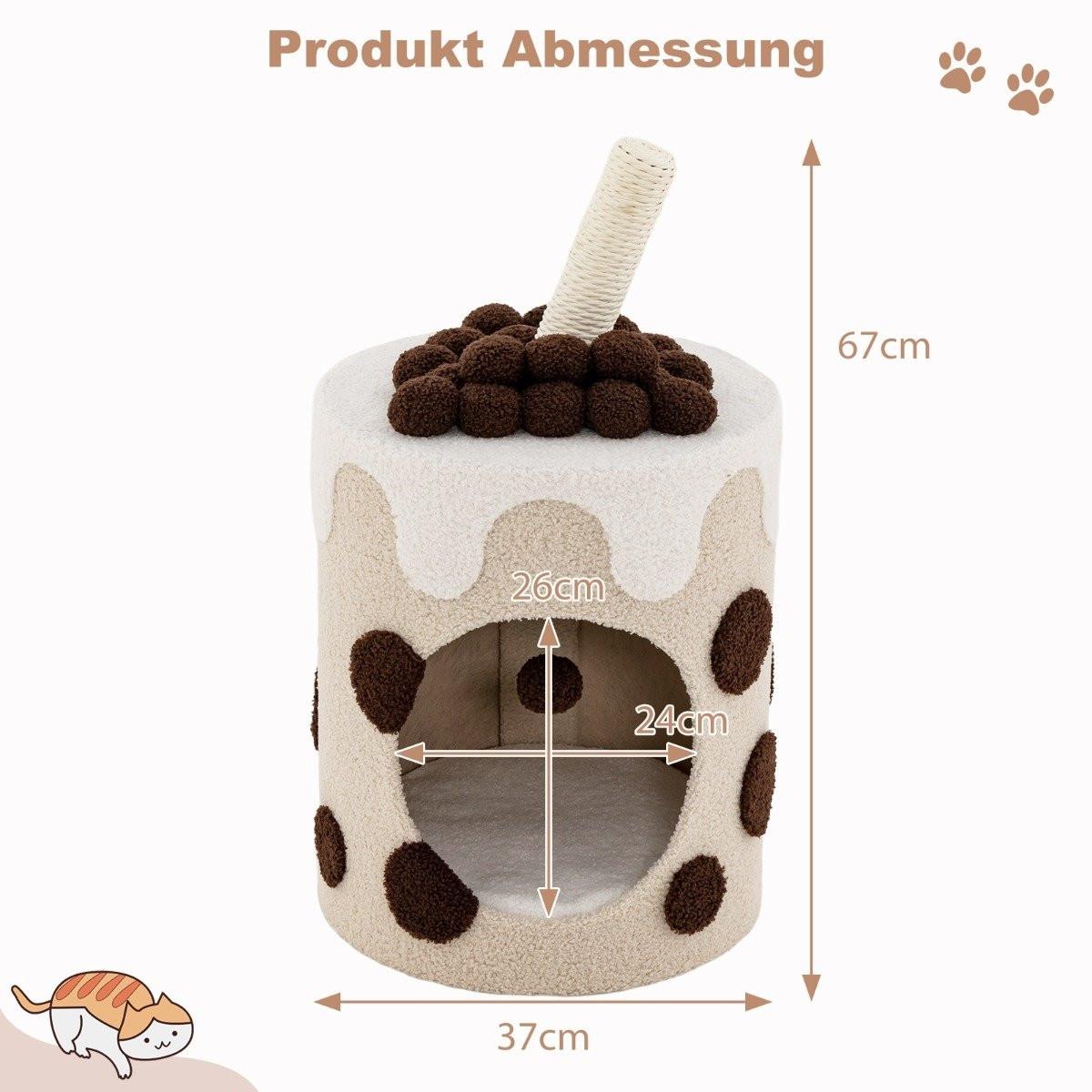 B2X  Tiragraffi, tiragraffi a forma di tè al latte con pali in sisal e palla penzolante, beige 