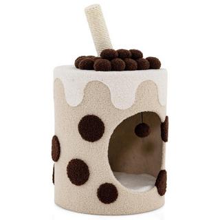 B2X  Tiragraffi, tiragraffi a forma di tè al latte con pali in sisal e palla penzolante, beige 