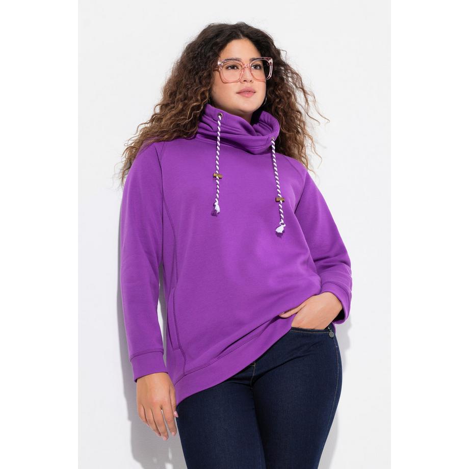 Ulla Popken Sweatshirt Weiter Stehkragen Taschen Raglan Langarm  