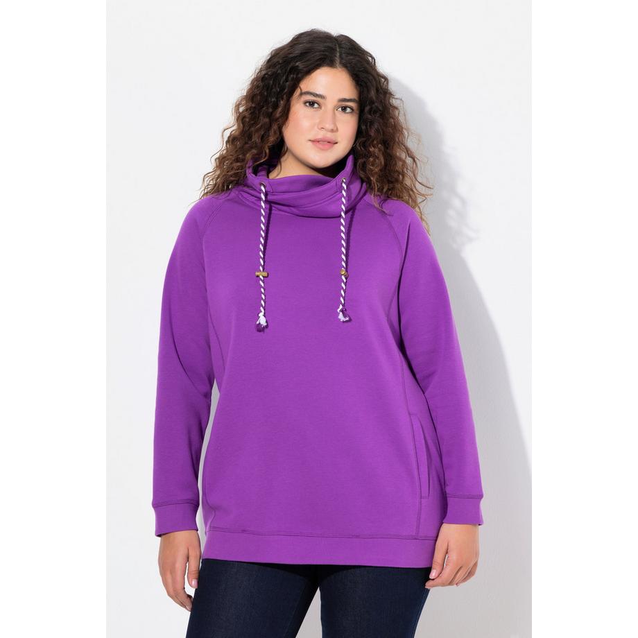 Ulla Popken Sweatshirt Weiter Stehkragen Taschen Raglan Langarm  