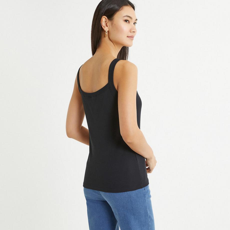 La Redoute Collections Top côtelé sans manches encolure dégagée  