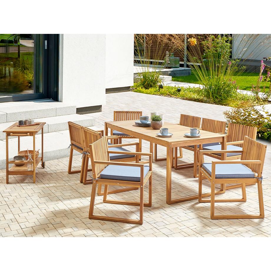 Beliani Ensemble de salle à manger de jardin pour 8 personnes en Bois d'acacia certifié  SASSARI II  