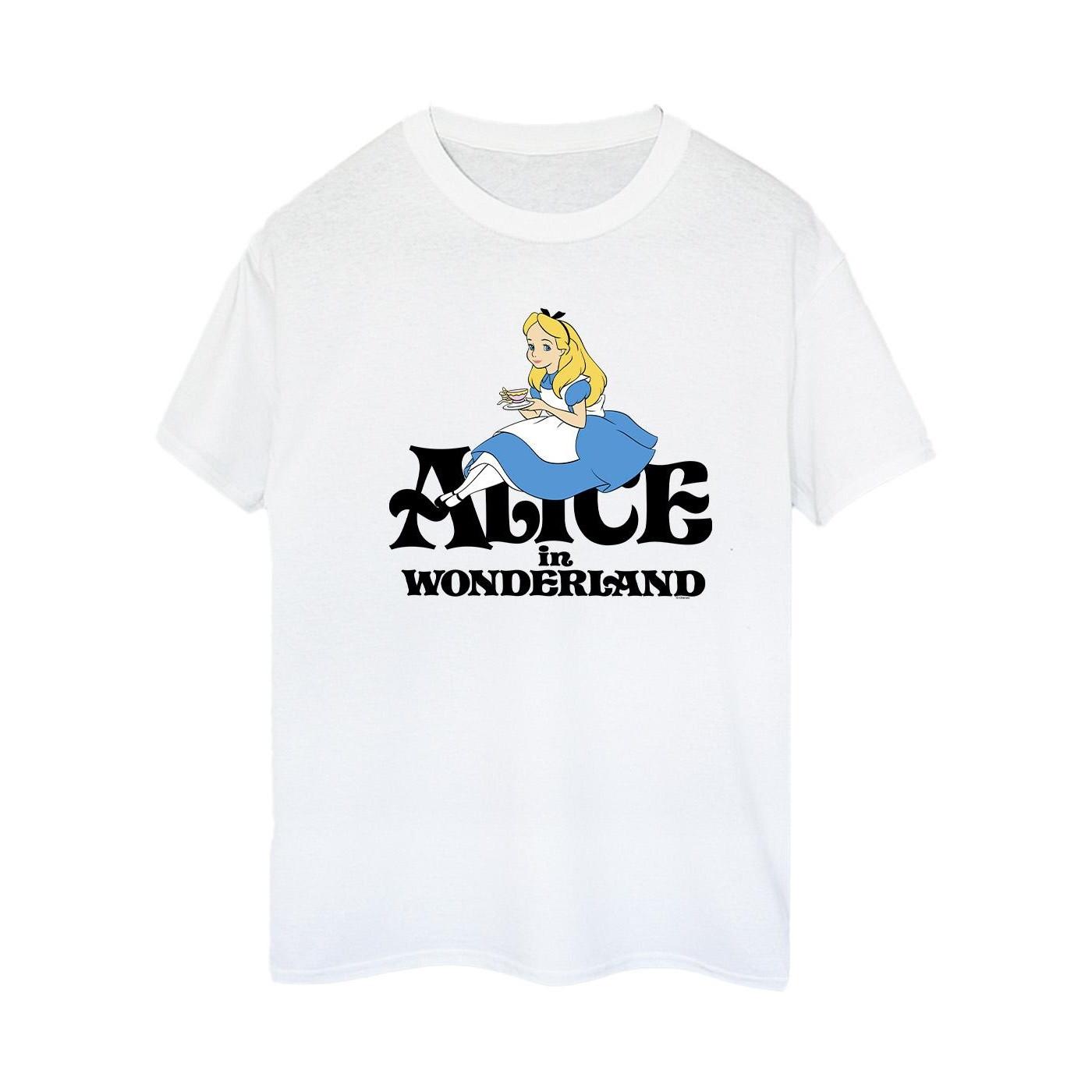 Image of Alice In Wonderland Tea Drinker Classic Tshirt Damen Weiss M