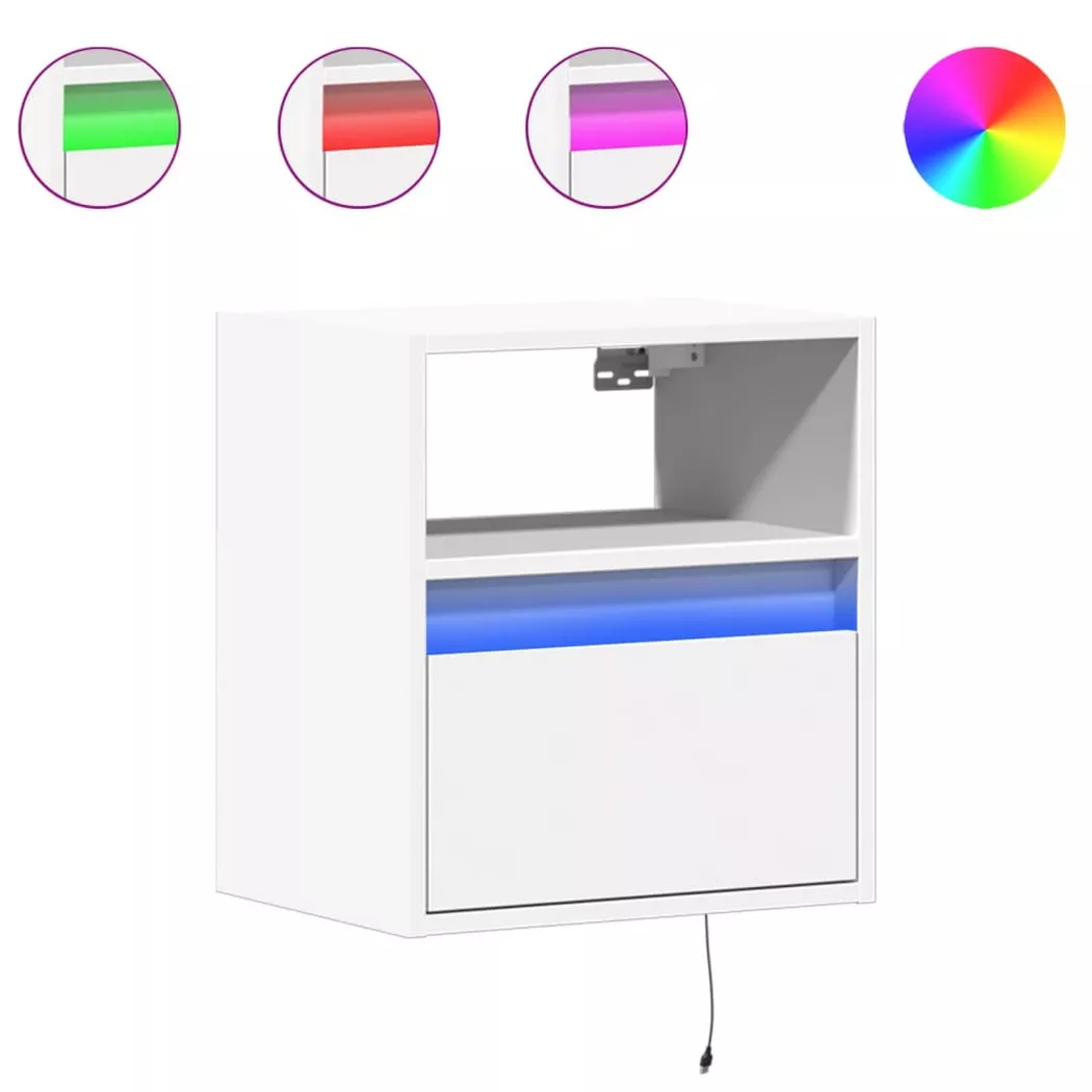 Comodino A Parete Con Luci Led Bianco - Vidaxl