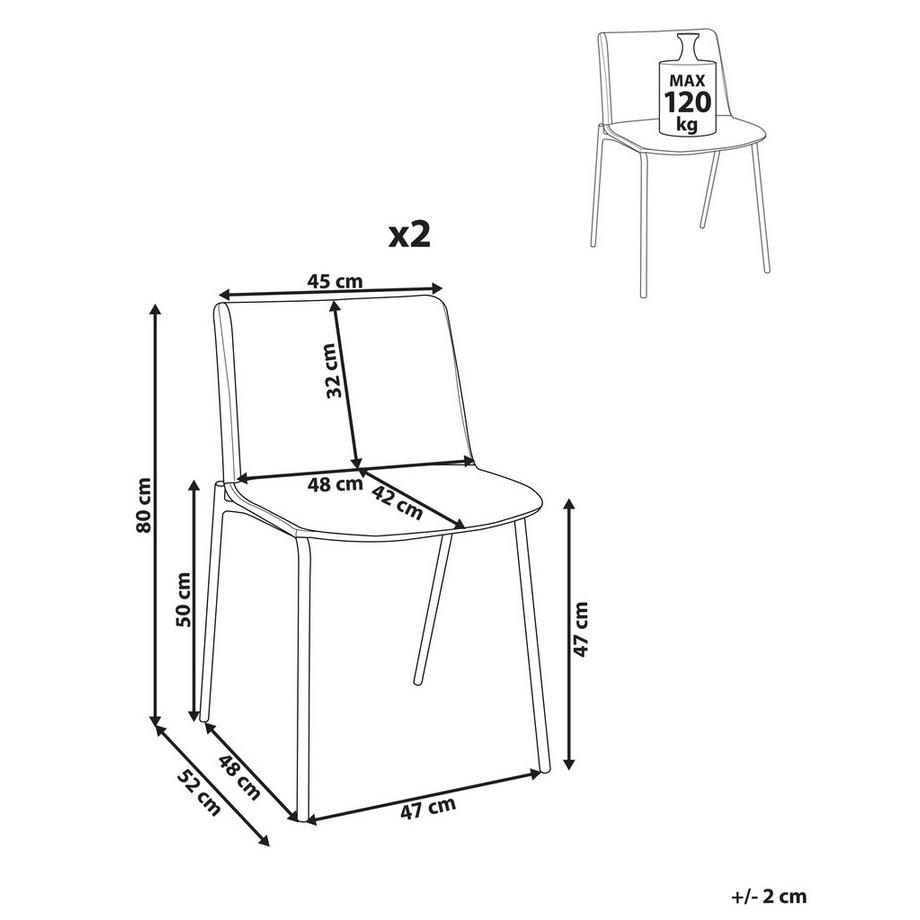 Beliani Set di 2 sedie da pranzo en Tessuto Classico ESBON  