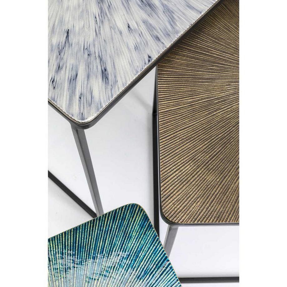 KARE Design Beistelltisch Ray Square (3/Set)  