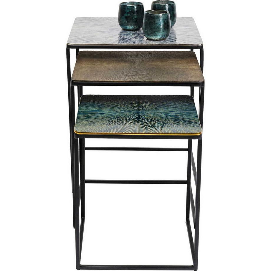 KARE Design Beistelltisch Ray Square (3/Set)  