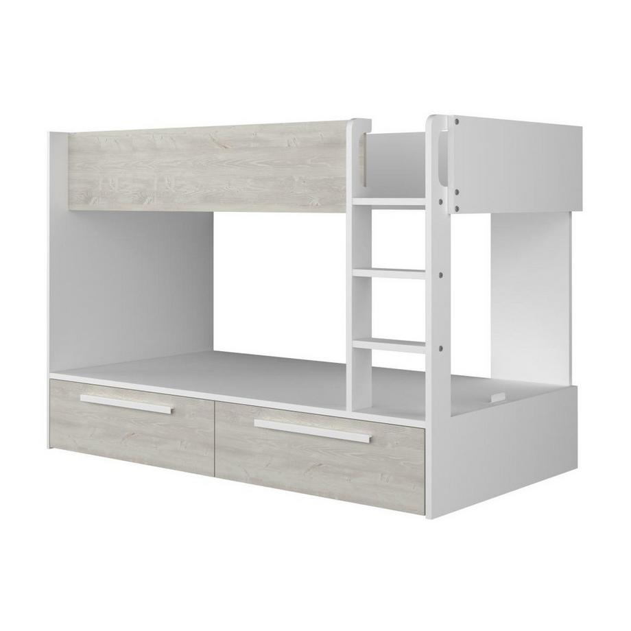 Vente-unique Letto a castello 2 cassetti 2 x 90 x 200 cm Bianco e Naturale - TINOLI  