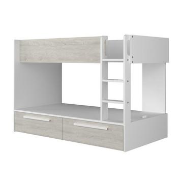 Letto a castello 2 cassetti 2 x 90 x 200 cm Bianco e Naturale - TINOLI
