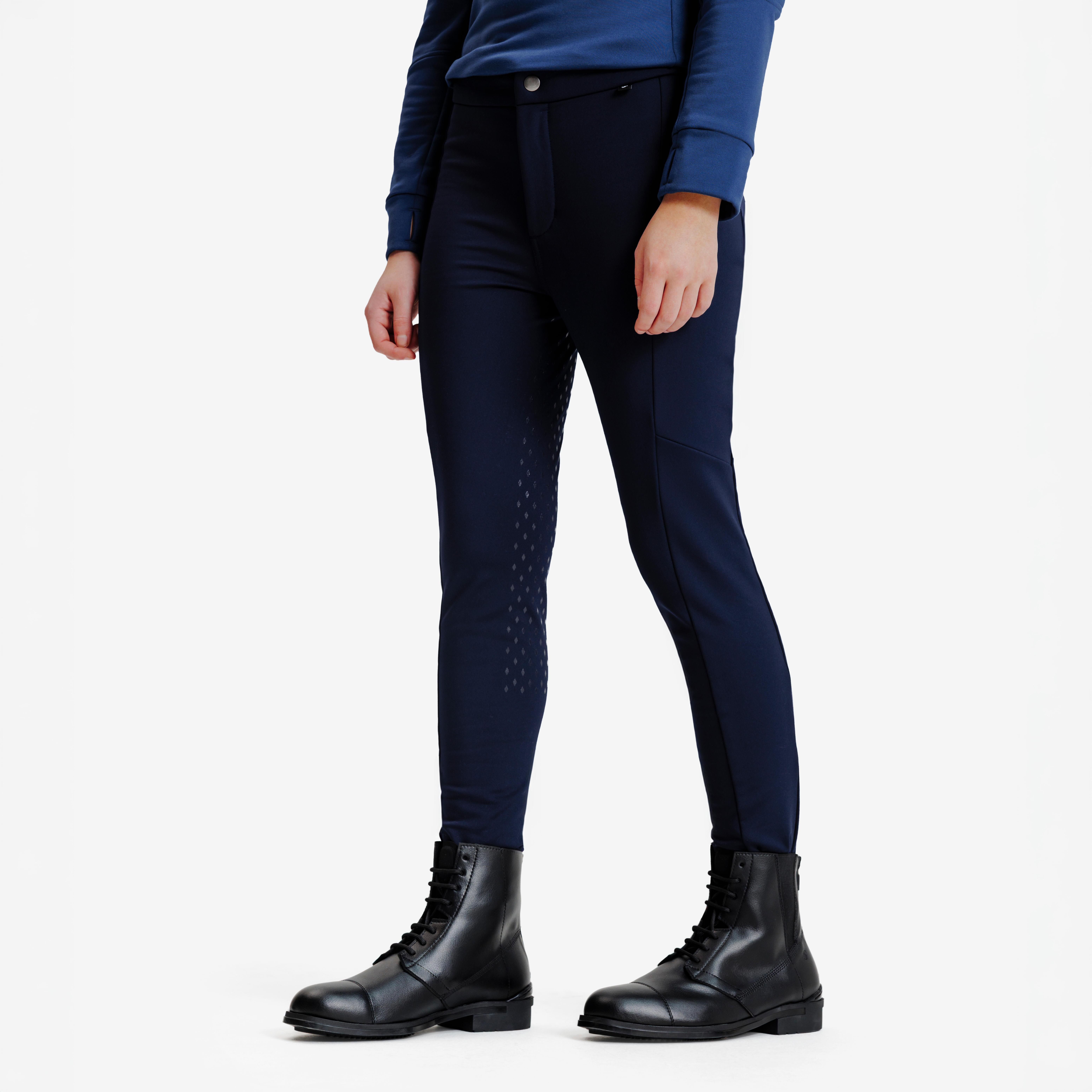 FOUGANZA Pantalon équitation chaud full grip enfant - hiver - bleu 7-8A ...