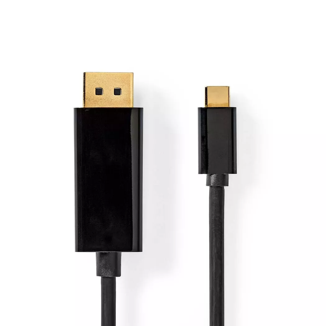 Nedis – USB-C™ Adapter | USB 3.2 Gen 1 Stecker DisplayPort 4K@60Hz 2,00 m Rund Vergoldet PVC Schwarz Etikett, One Size