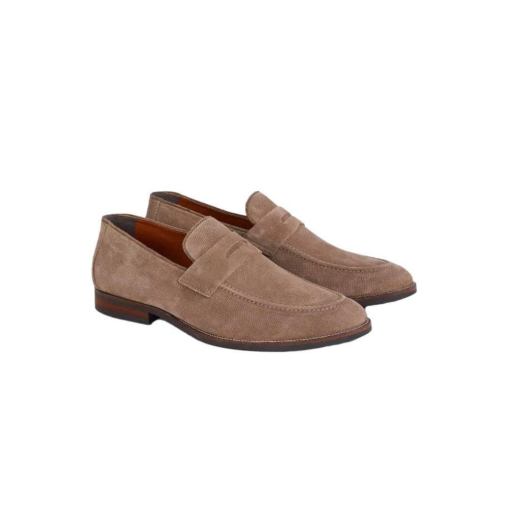 Image of Pennyschlupfschuhe, Perforiert, Wildleder Herren Taupe 47