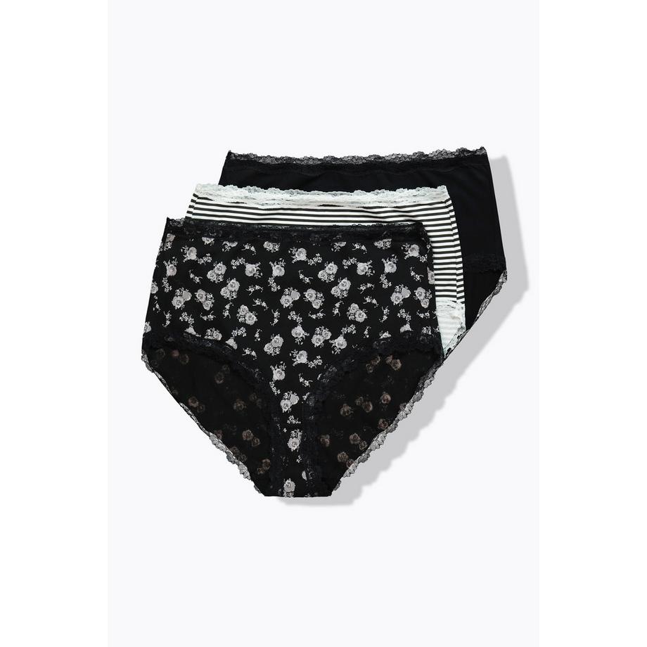 Ulla Popken Maxi Slip Confezione da Tre Orli con Pizzo  