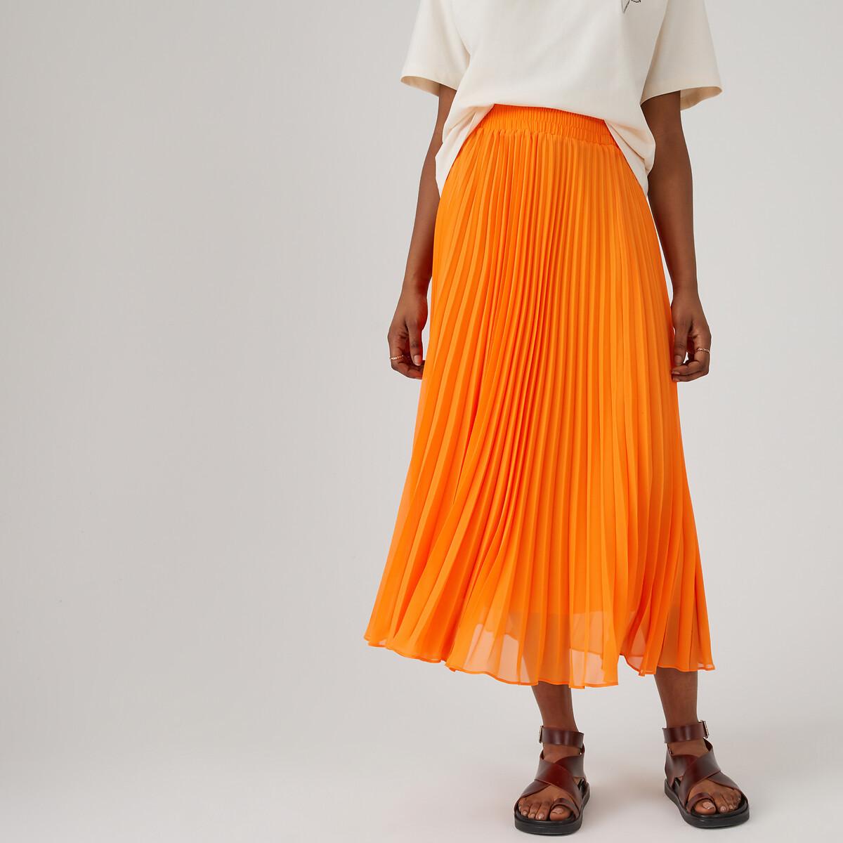 Image of Langer Plisseerock Damen Orange 34