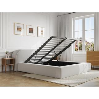 Maison Céphy Lit coffre 160 x 200 cm - Velours côtelé - Crème - Avec matelas - LIRABA de Maison Céphy  