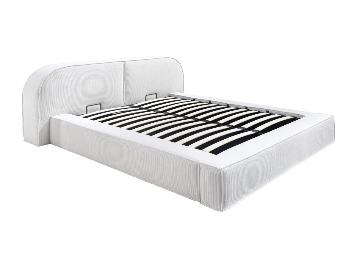 Maison Céphy Lit coffre 160 x 200 cm - Velours côtelé - Crème - Avec matelas - LIRABA de Maison Céphy  