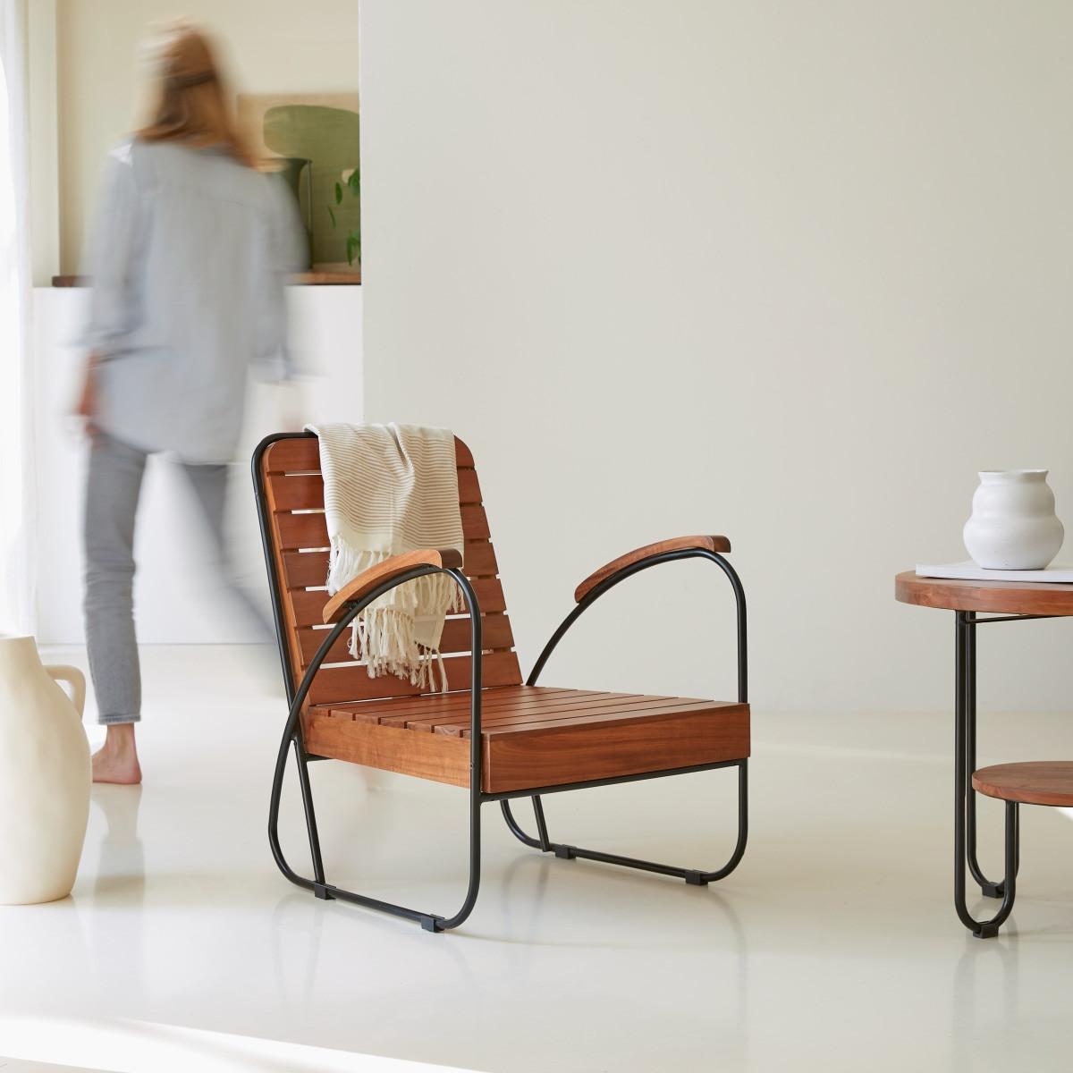 Tikamoon Fauteuil en acacia massif Key Wood  