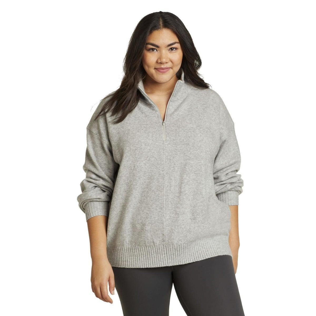 Image of Alpine Route Essentials Sweatshirt Mit Kurzem Reißverschluss Damen Grau L