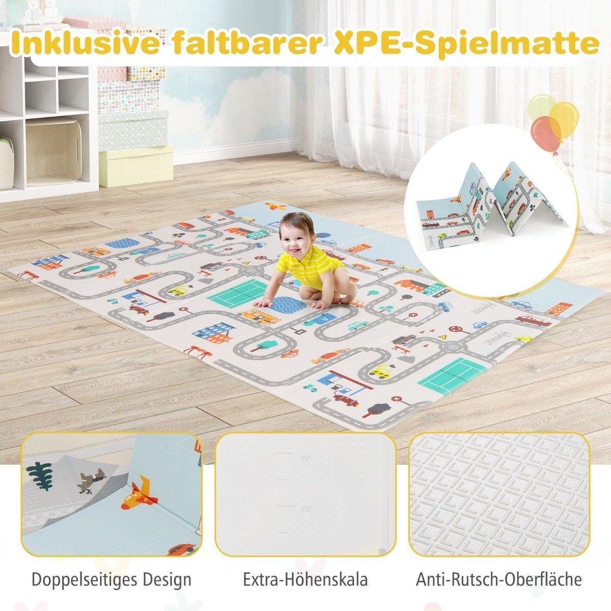 Northix  Box per bambini con materasso e 50 palline da gioco, 4 anelli di chiusura e 4 porte con cerniera grigio scuro 