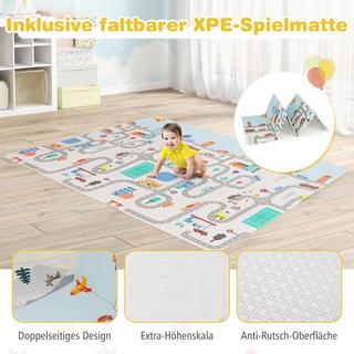 Northix  Box per bambini con materasso e 50 palline da gioco, 4 anelli di chiusura e 4 porte con cerniera grigio scuro 