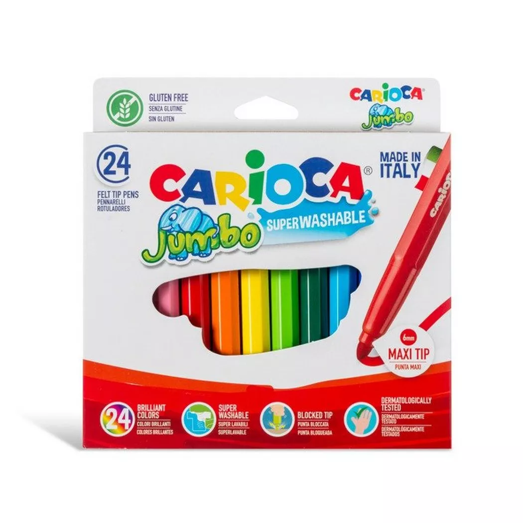 CARIOCA -  Fasermaler Jumbo Box 6mm, 24 Stück, Multicolor