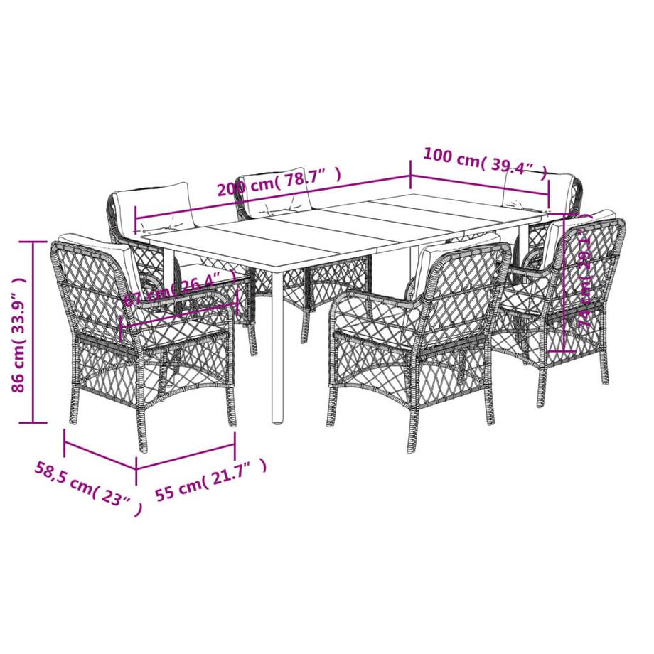 VidaXL set da pranzo da giardino Polirattan  