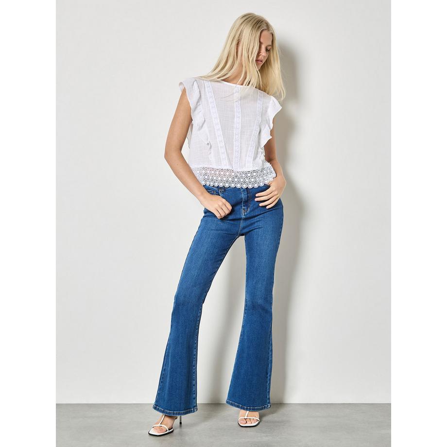 APRICOT Top in cotone trapuntato con volant  