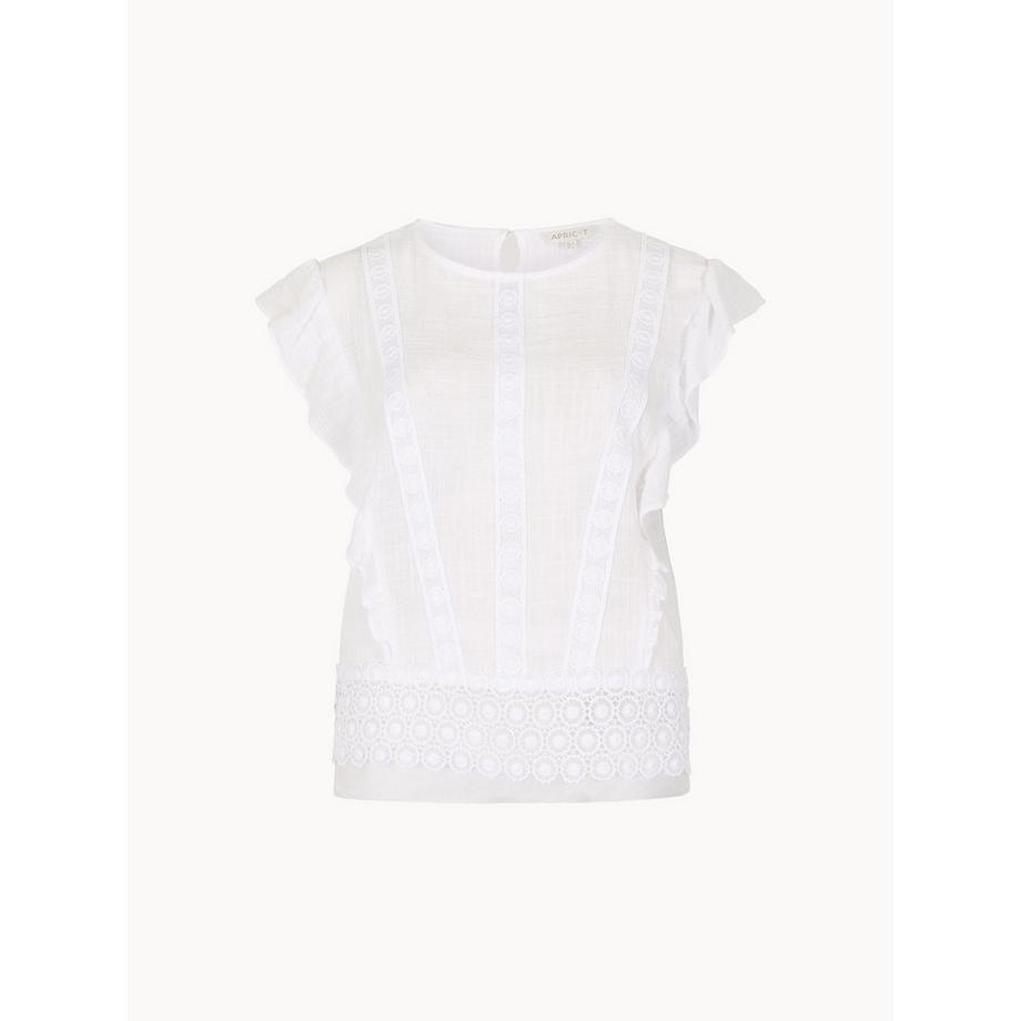APRICOT Top in cotone trapuntato con volant  